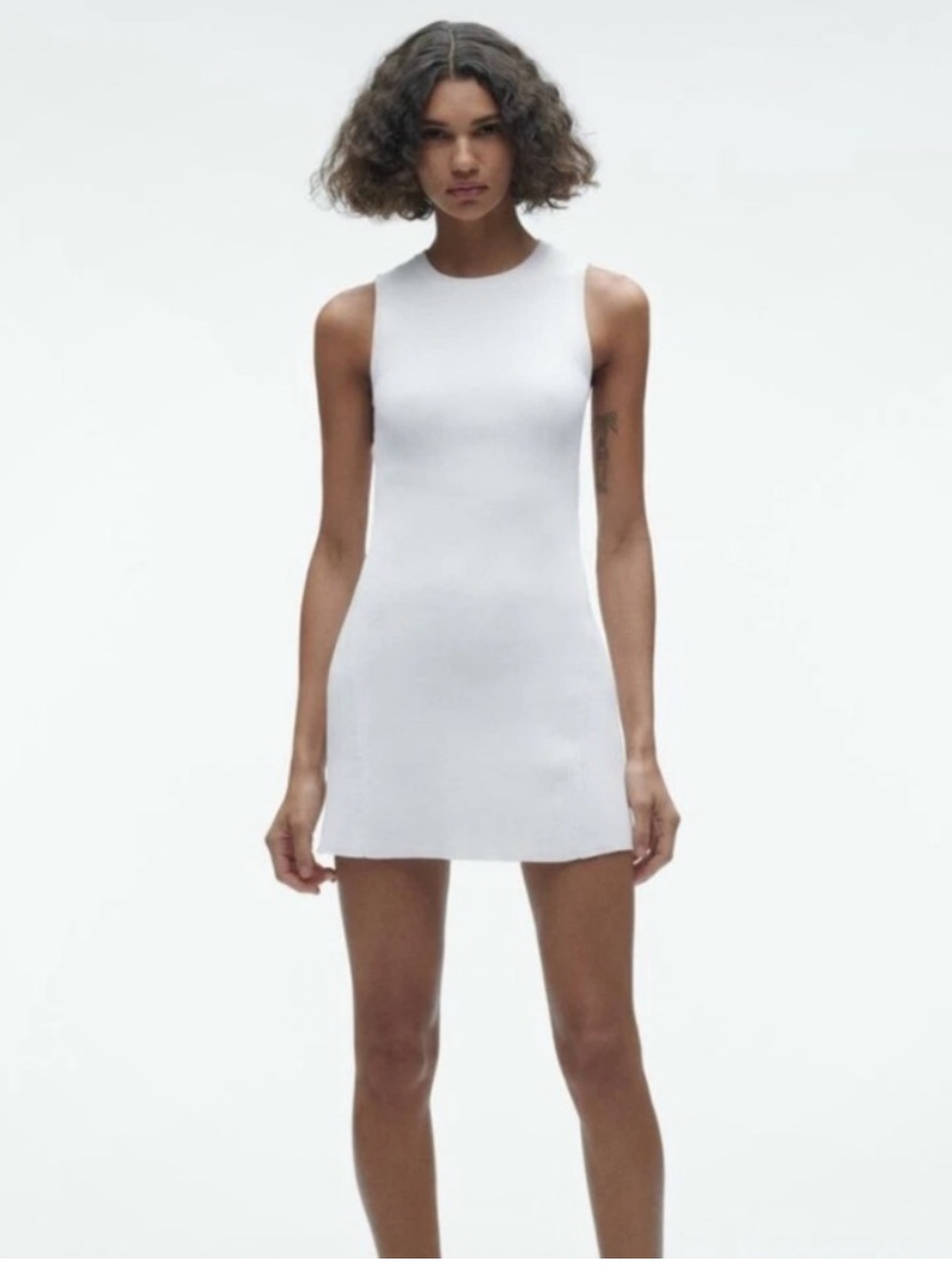 Zara Knit Sleeveless Mini Dress Cream/White, New With Tags, Size M